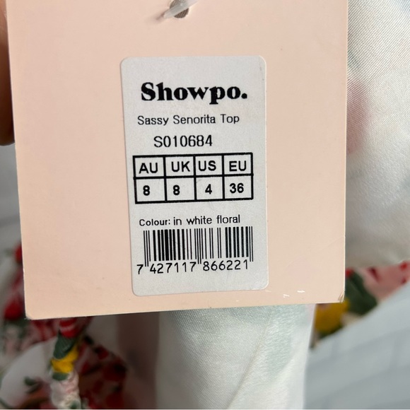 Showpo Sassy Senorita Top in White Floral size 4 - Picture 6 of 7